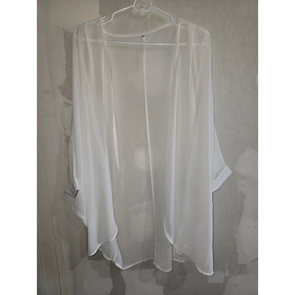 White Sheer Chiffon Kimono Cardigan Size Small